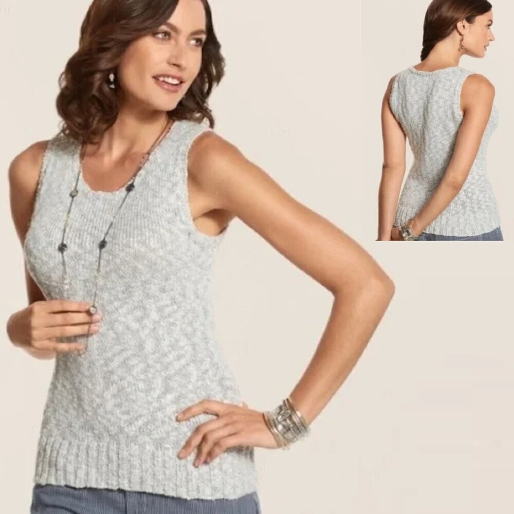 NWT New $69 Chico's Laurel Knit Ecru Tank Sweater Size 2 US L